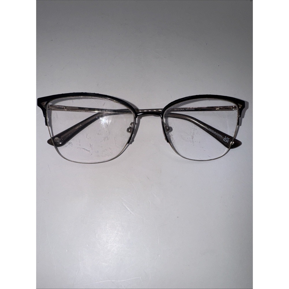 Bulova Eyeglasses, Frames Only, Solvang, 54-18-140, Metal/Plastic, Black/Gold